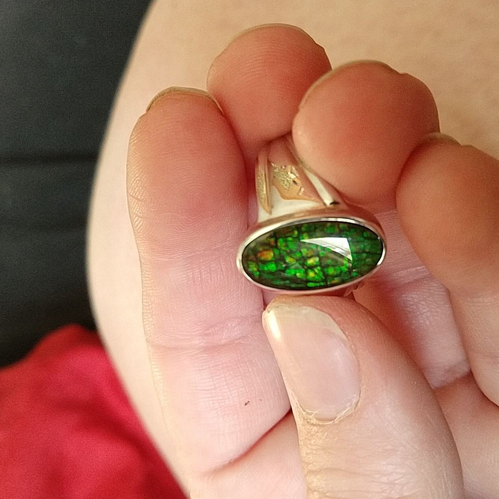 Ammolite 925 Ring Sterling Silver Beautiful!